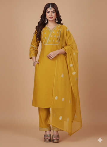 7158 - Kurti with Pant and Dupatta 3PC
