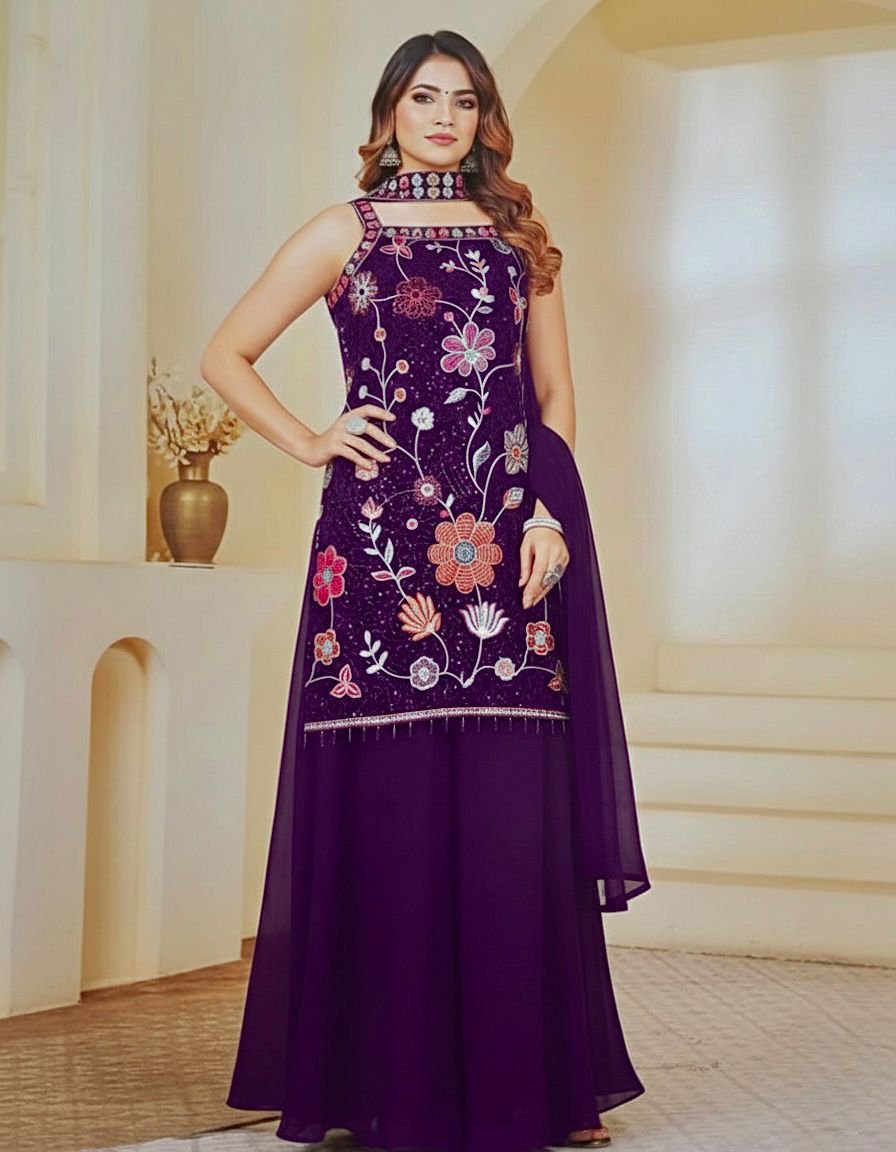 6880 -  Sharara Sets ( Wine)