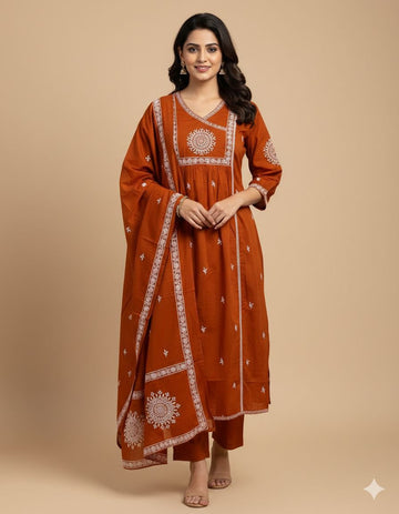 7168 - Umbrella Kurti  with Pant and Duppata 3PCS Set Copy
