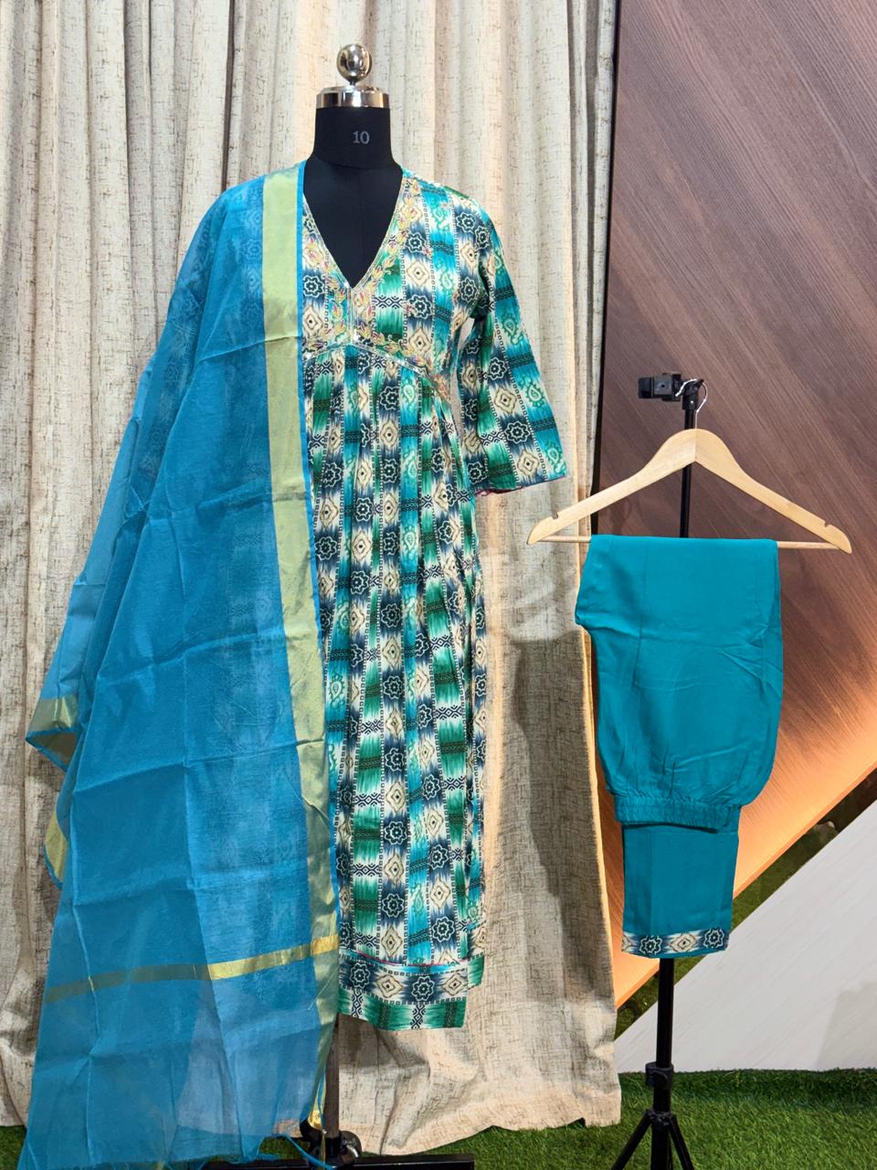 D1433 - Anarkali with Pant and Dupatta