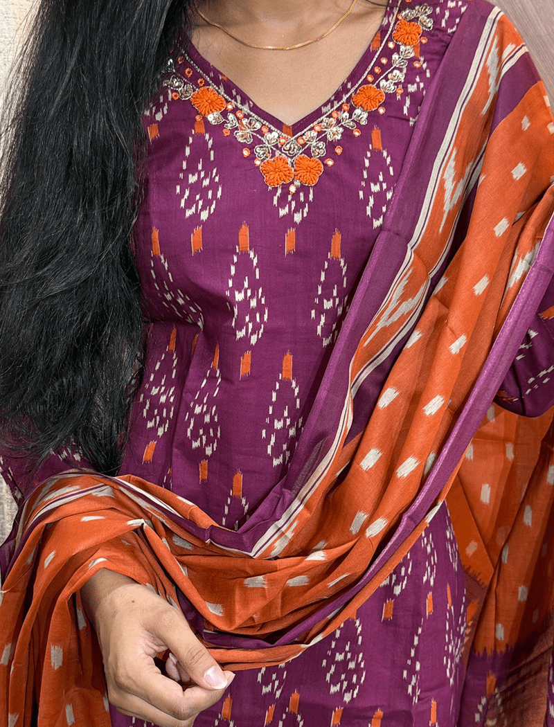 3515 - Cotton Kurti with Pant and Dupatta