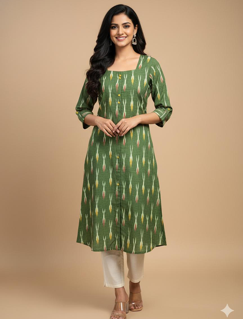 4846-  Ikkat A line  Kurtis