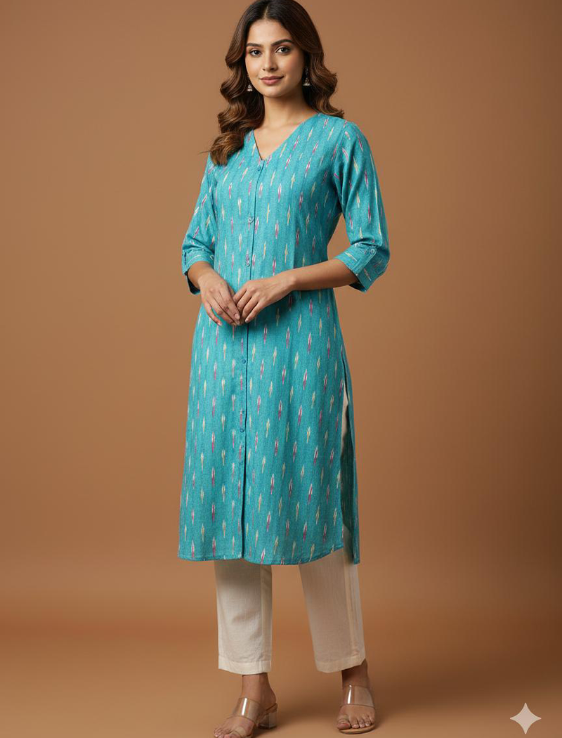 4847-  Ikkat A line  Kurtis