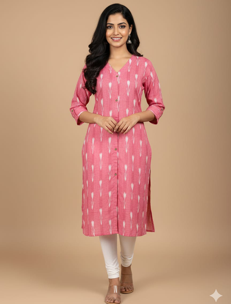 4852-  Ikkat A line  Kurtis