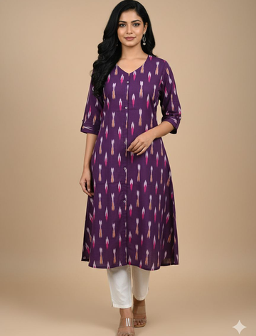 4859-  Ikkat A line  Kurtis