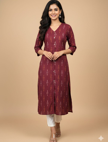 4860- Ikkat  A line  Kurtis