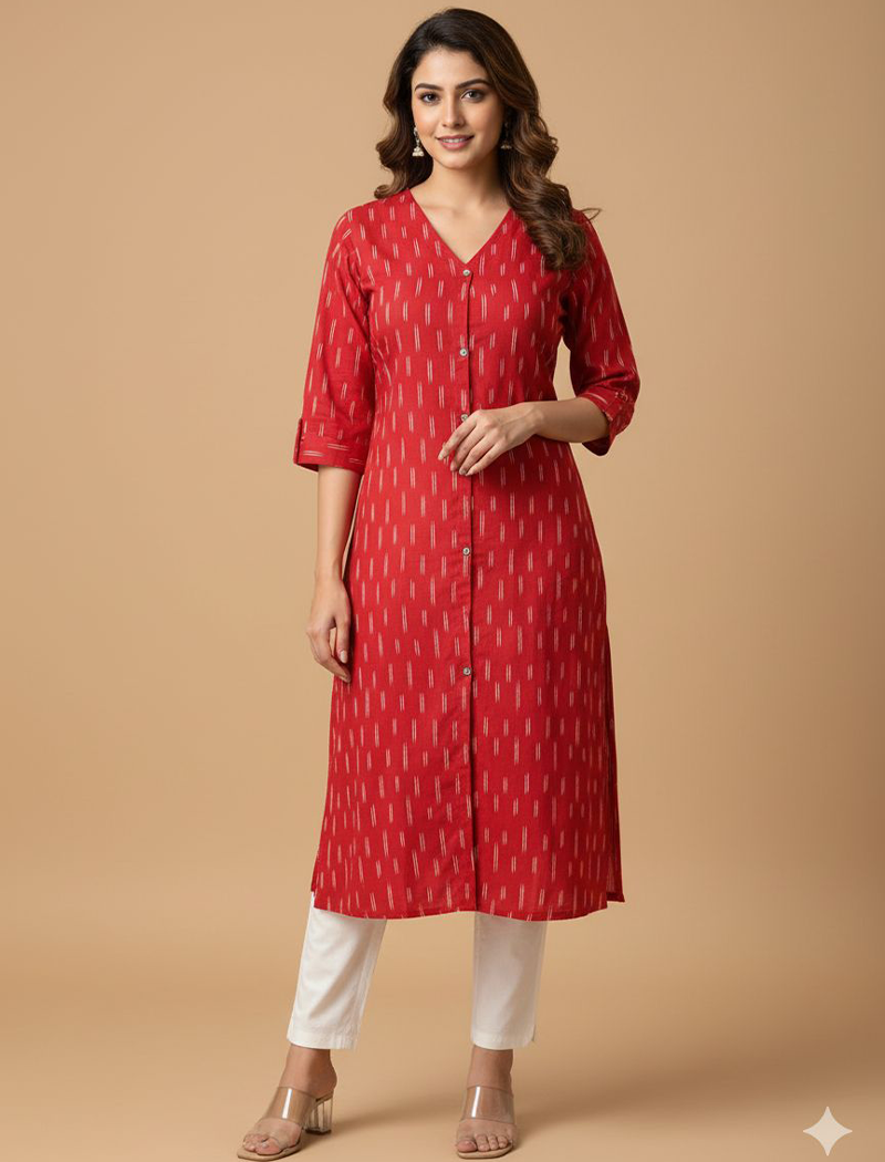4861-  Ikkat A line  Kurtis