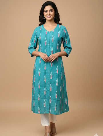 4862-  Ikkat  A line  Kurtis