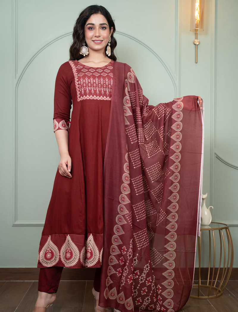 5370 - Anarkali Kurti with Pant and Dupatta 3PC set