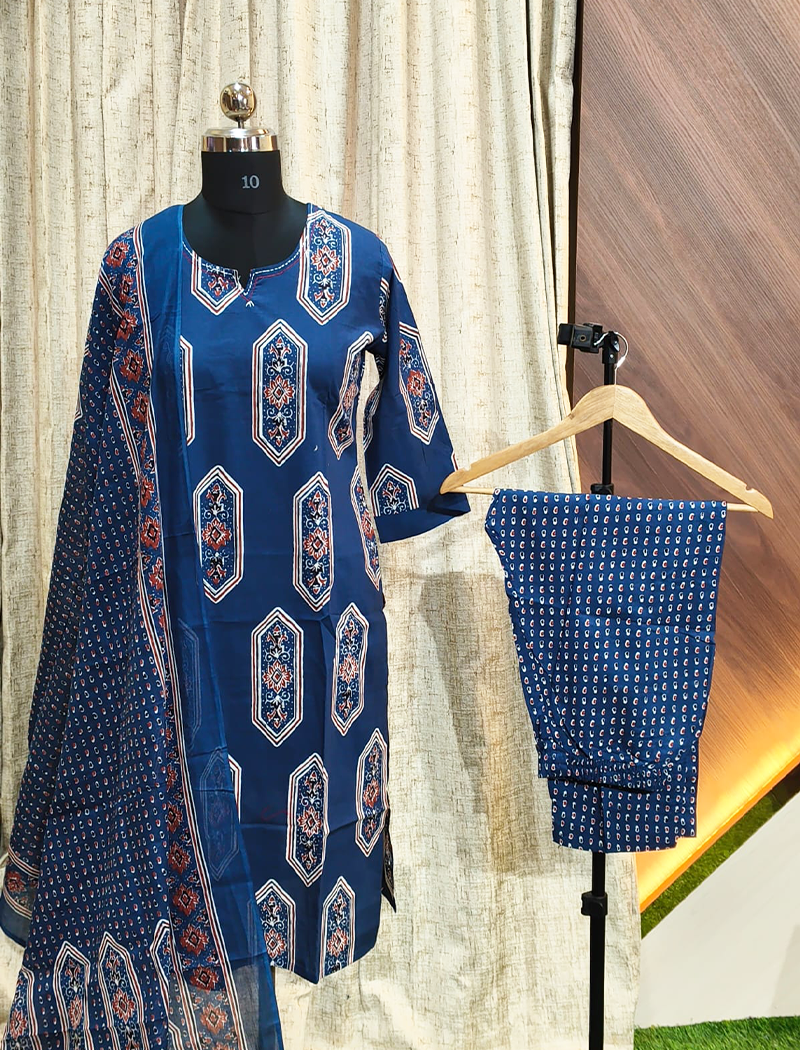 5445 - Cotton Kurti with Pant and Dupatta