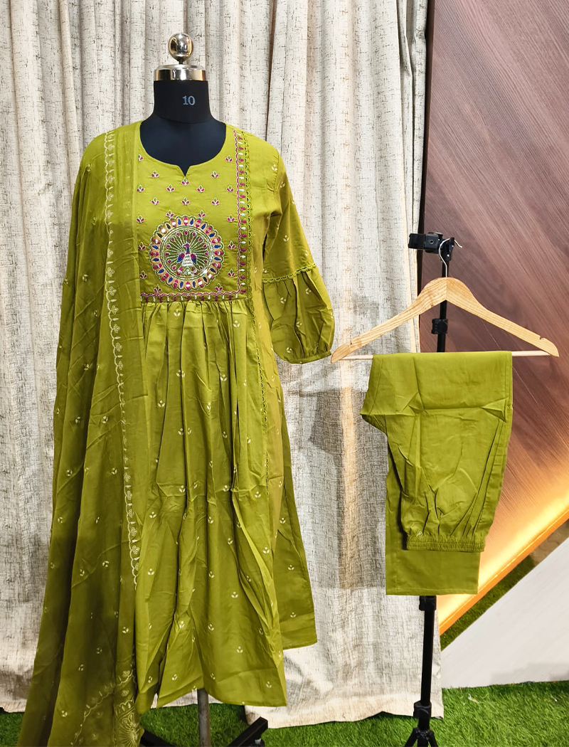 5912 - Umbrella Kurti  with Pant and Duppata 3PCS Set