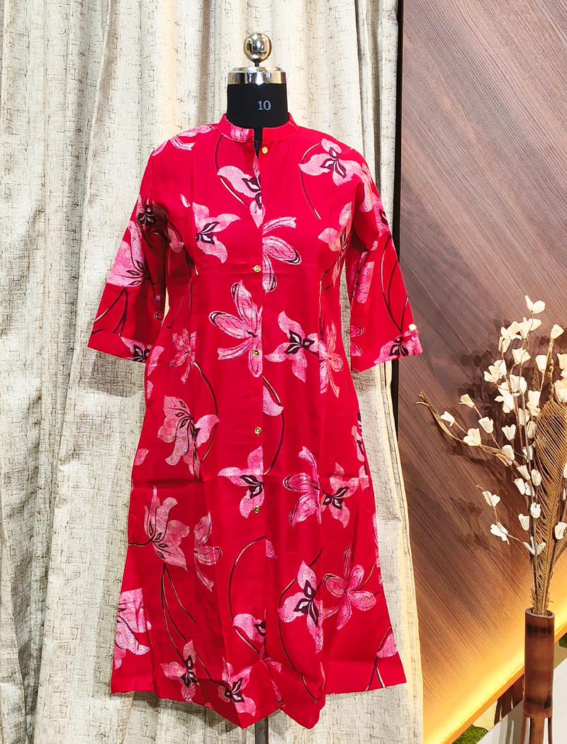 5959 -  Vertican silk A line  kurtis