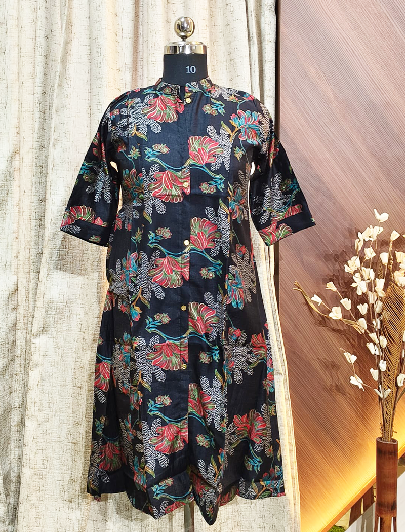 5966 -  Vertican silk A line  kurtis