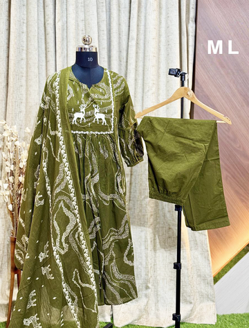 6012 - Umbrella kurti with pant and dupatta 3pc Sets