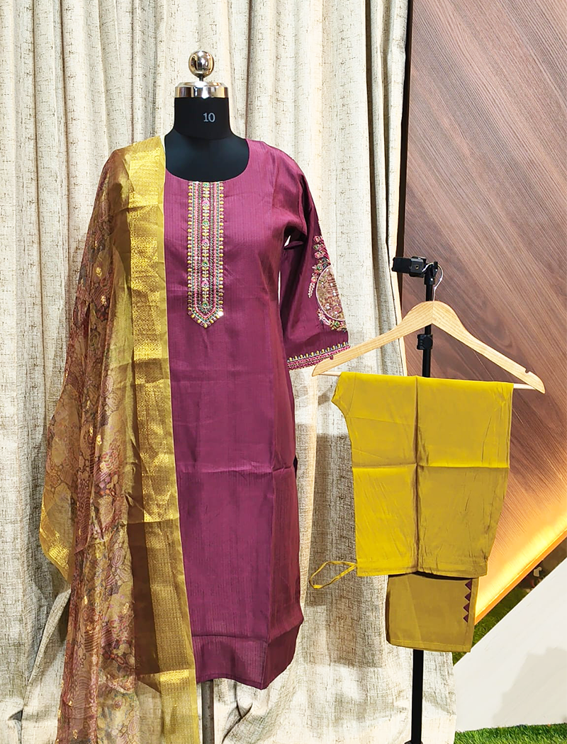 6021 - Kurti with Pant and Dupatta 3PC