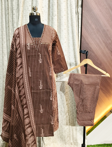 6048 - Umbrella Kurti  with Pant and Duppata 3PCS Set