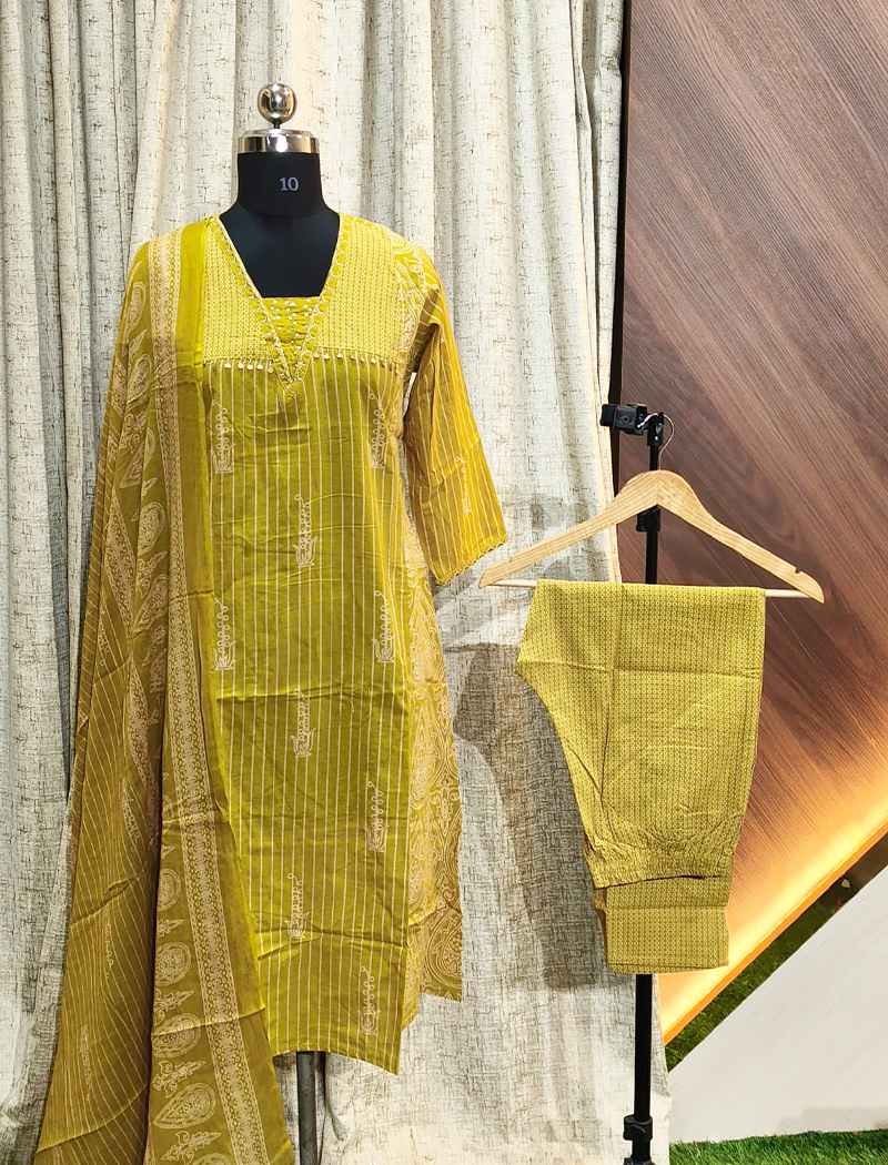 6051 - Umbrella Kurti  with Pant and Duppata 3PCS Set