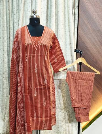 6056 - Umbrella Kurti  with Pant and Duppata 3PCS Set
