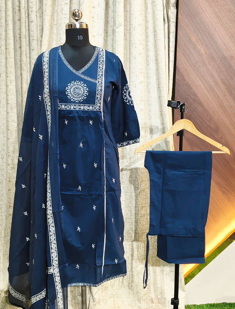 6057 - Umbrella Kurti  with Pant and Duppata 3PCS Set