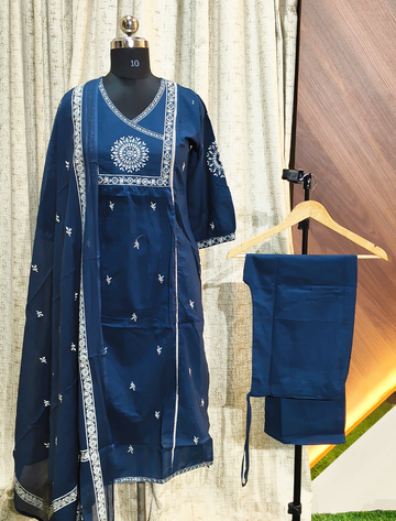 6057 - Umbrella Kurti  with Pant and Duppata 3PCS Set
