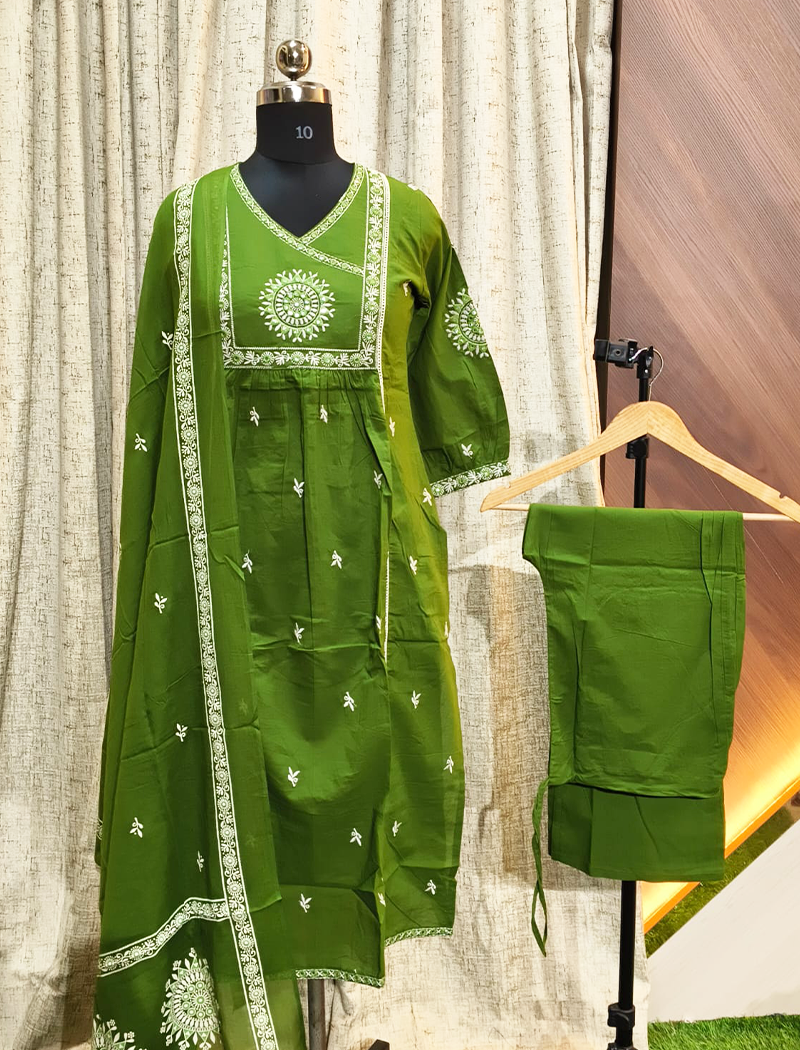 6068 - A line Kurti  with Pant and Duppata 3PCS Set