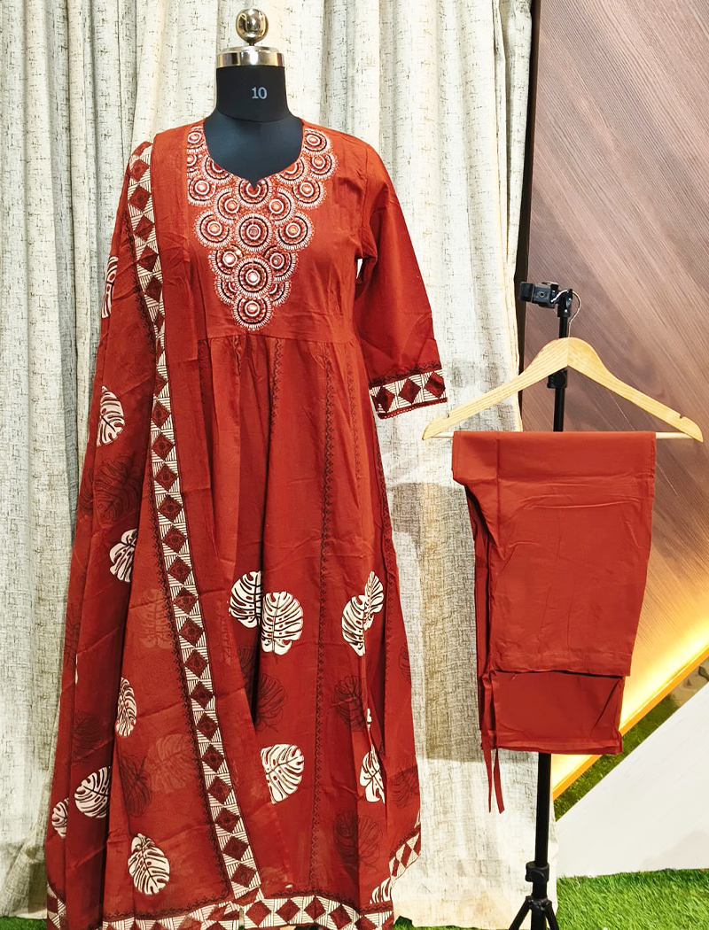 6069 - Umbrella Kurti  with Pant and Duppata 3PCS Set