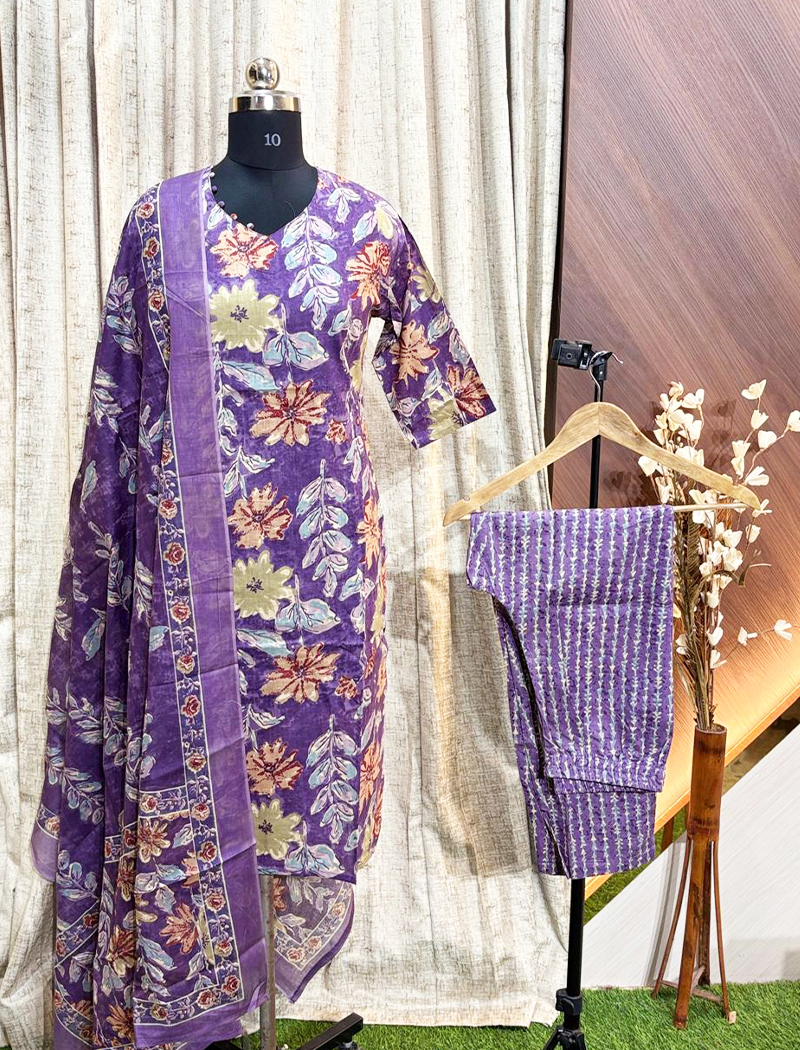 6696 - Cotton Kurti 3PCS Set