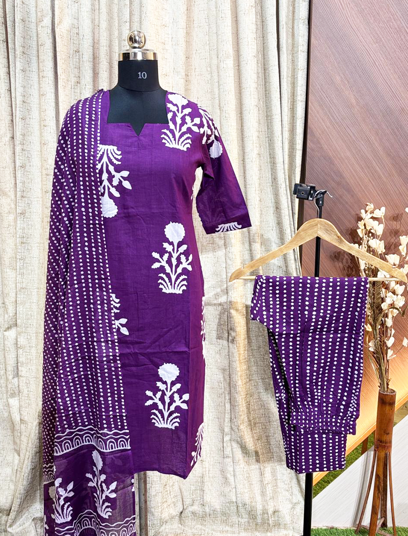 6702 - Cotton Kurti 3PCS Set