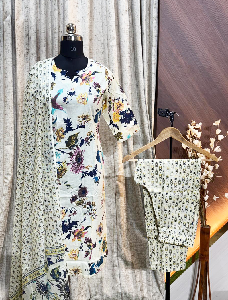 6710 - Cotton Kurti 3PCS Set