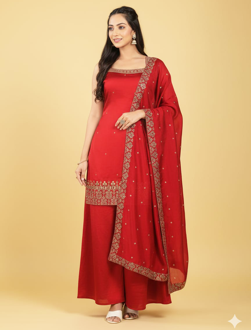 6874 -  Sharara Sets   (Red)