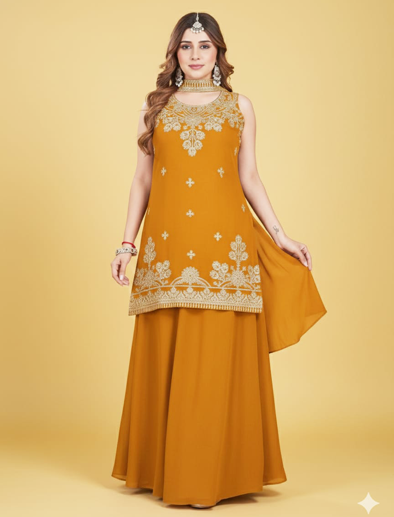 6878 -  Sharara Sets (Mustard Yellow)