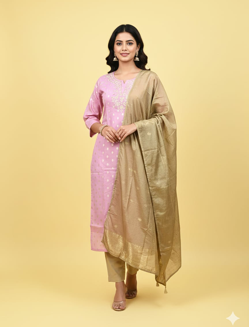 7018 - Kurti with Pant and Dupatta 3PC