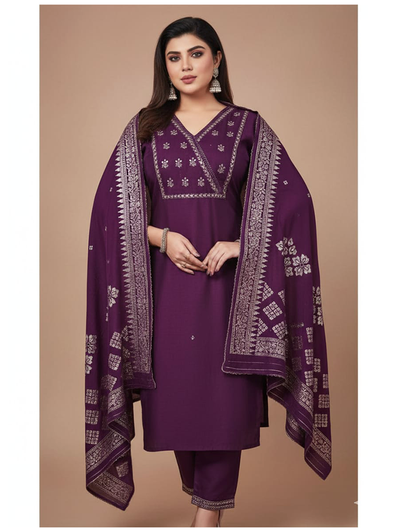 7157 - Kurti with Pant and Dupatta 3PC