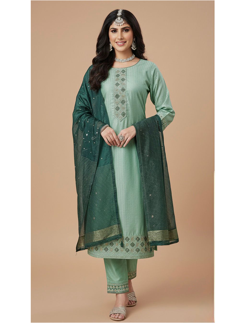 7184 - Kurti with Pant and Dupatta 3PC – perfectcollections