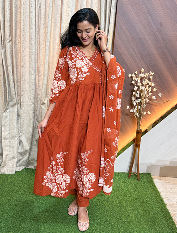 7371 - Umbrella Kurti  with Pant and Duppata 3PCS Set