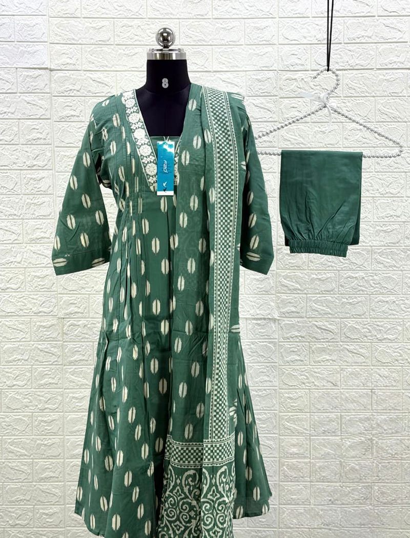 7499  - Cotton Kurti 3PCS Set Plus size XL to 3XL