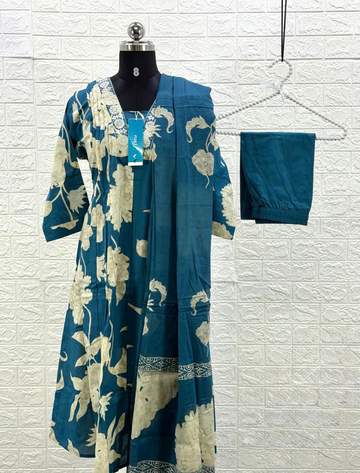 7500  - Cotton Kurti 3PCS Set Plus size XL to 3XL