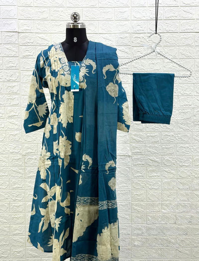 7500  - Cotton Kurti 3PCS Set Plus size XL to 3XL