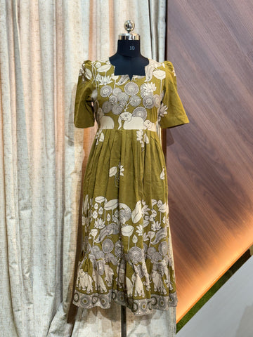A1098  - Kalamkari Frock (Green)