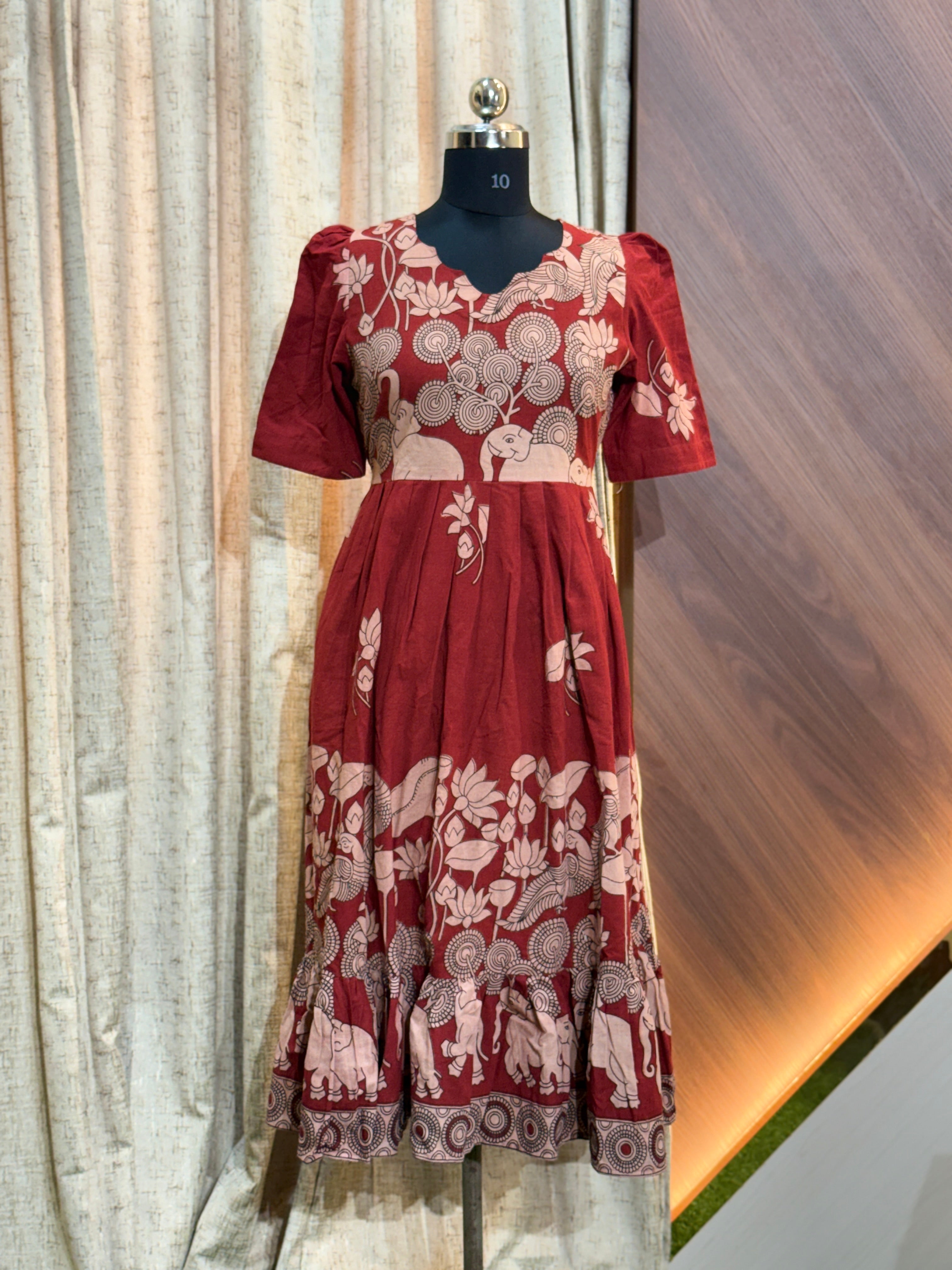 A1097 - Kalamkari Frock (Rust )