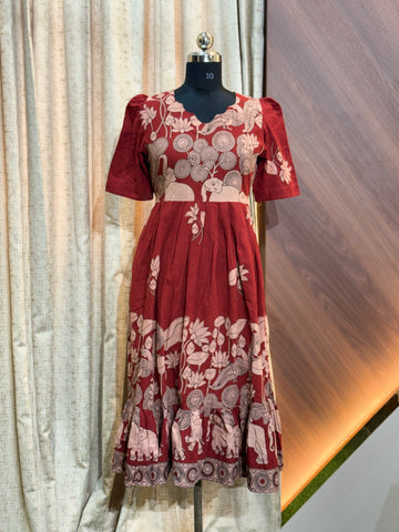 A1097 - Kalamkari Frock (Rust )