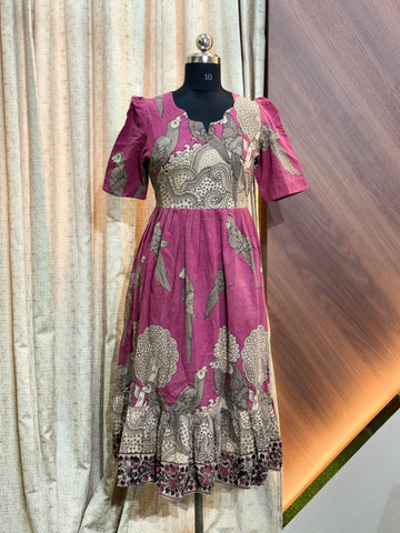 A1099  - Kalamkari Frock (Pink )