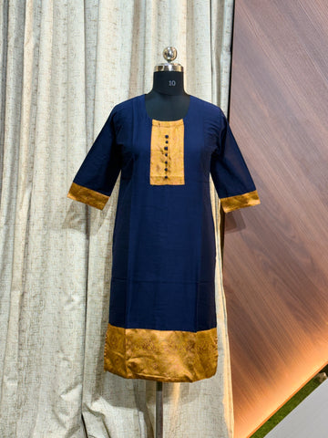B180 - Daily wear  Silk Kurtis   ( Navy Blue)