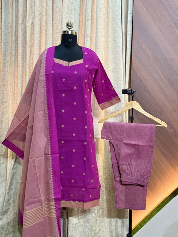 B278  - Kurti with pant and Duppatta ( Mangalagiri )