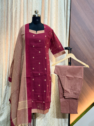 B279  - Kurti with pant and Duppatta ( Mangalagiri )