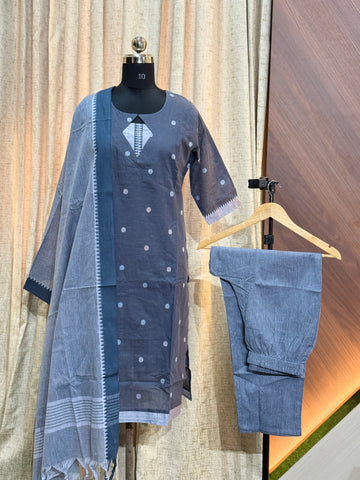 B281  - Kurti with pant and Duppatta ( Mangalagiri )