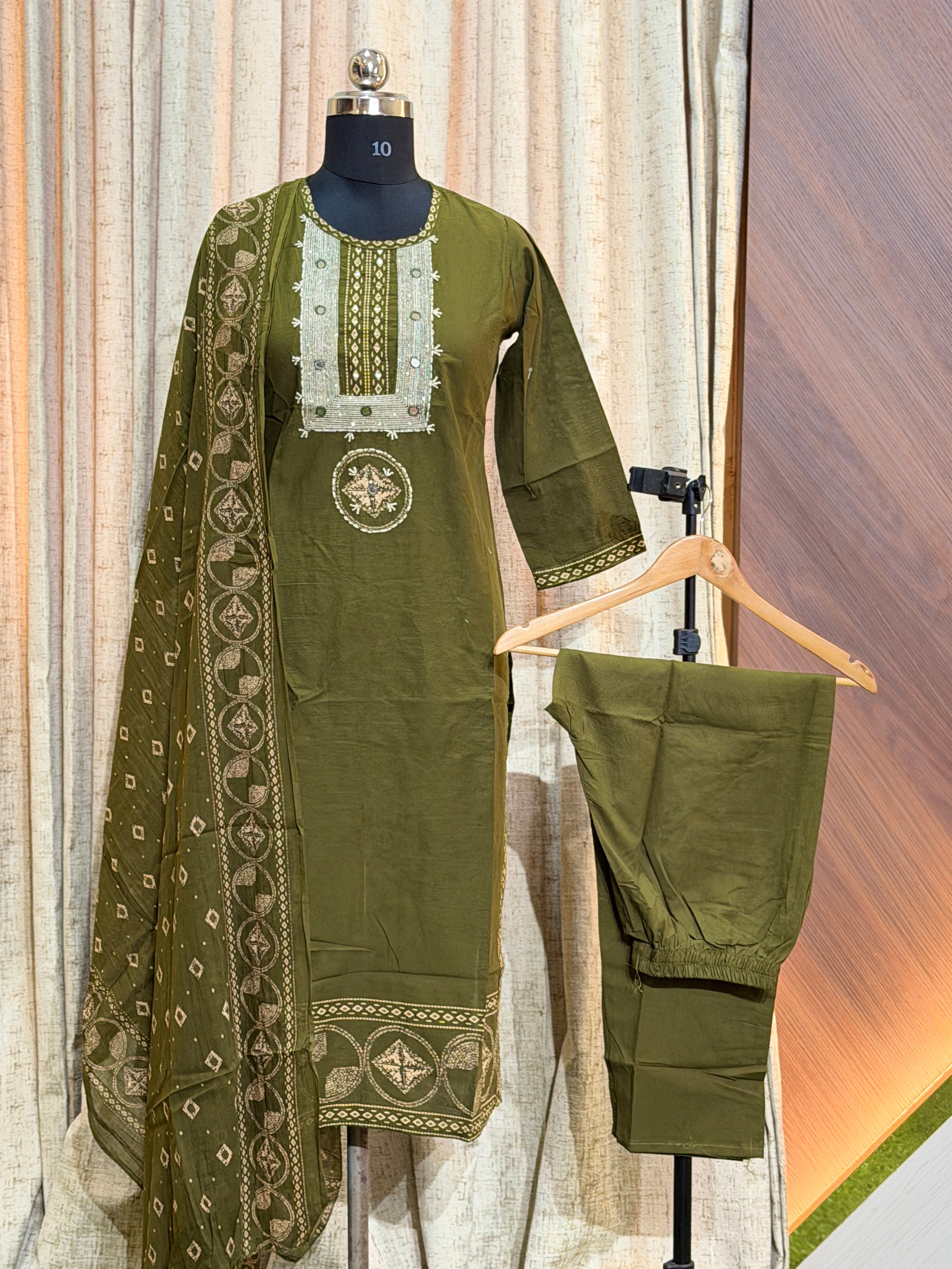 9571  - Cotton 3pc Kurta Set