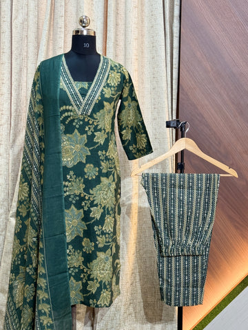 B370  - Cotton Kurti with Pant and Dupatta