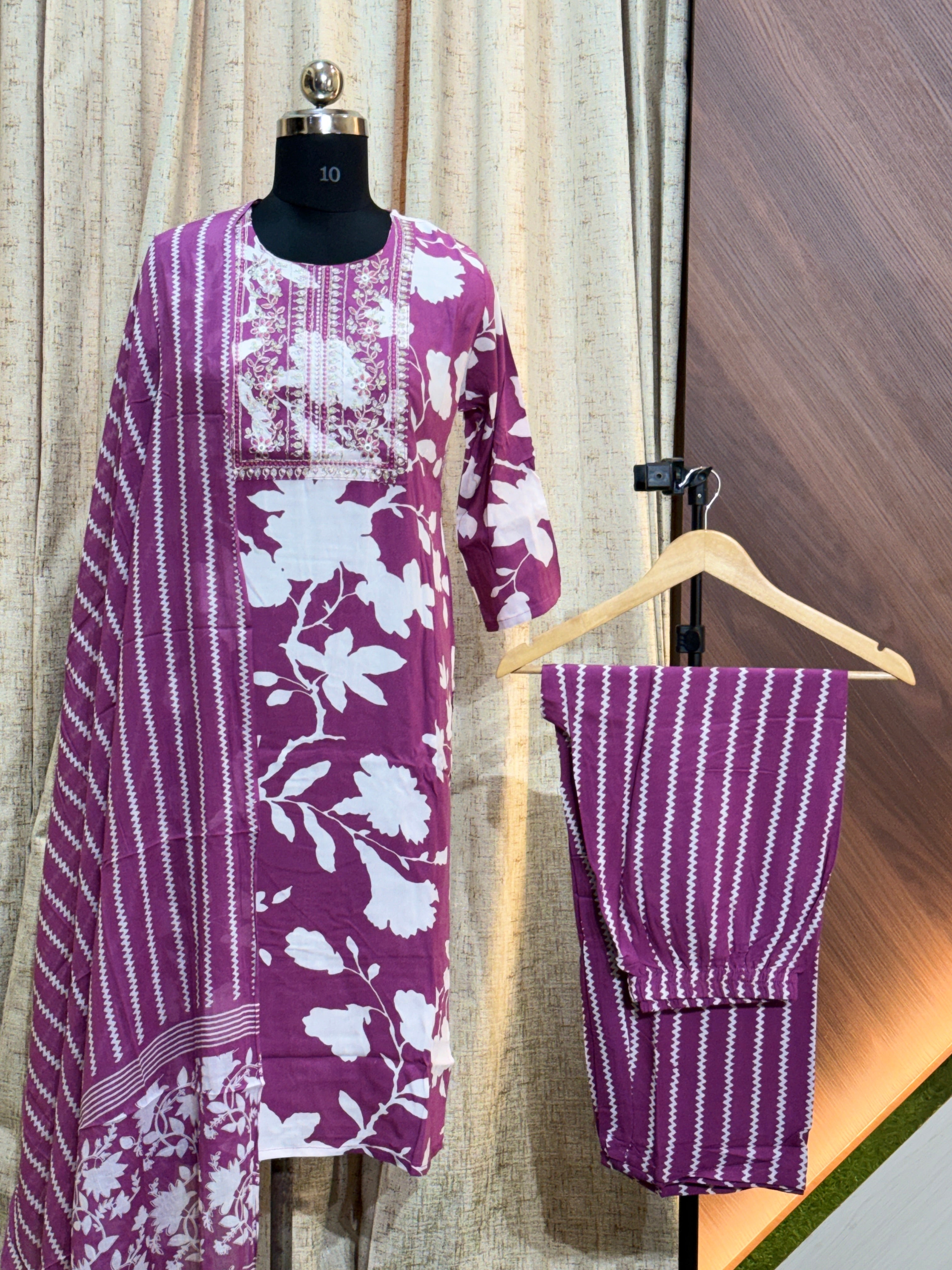 B371  - Cotton Kurti with Pant and Dupatta
