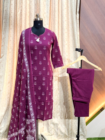 8066 - Cotton Kurti 3PCS Set